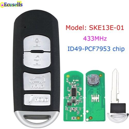 4 Buttons Smart Remote Key Fob 433MHz ID49 PCF7953 Chip for Mazda (Mitsubishi System) 6 3 MX-5 CX-3 CX-5 CX-7 SKE13E-01