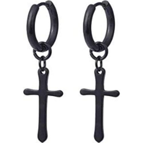 4 Pair/set Fashion Stainless Steel Earrings Men Women Cross Pendant Ear Stud Sets Hip Hop Teens Couples Earring Jewelry E56A