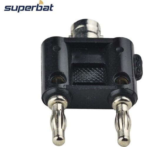 Superbat 5pcs BNC Jack to Two Dual Banana Male Plug Stack RF Coaxial Connector