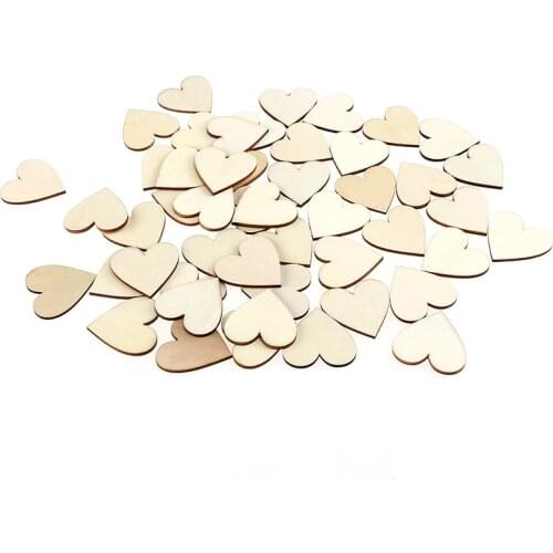 50Pcs 2/3/4cm Wooden Heart For Wedding Party Decoration Valentines Day Kids Birthday Party Supplies DIY Wedding Guest Book