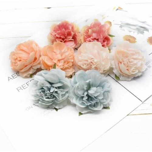 8 CM Artificial Peonies flowers head Christmas decor for home wedding bridal accessories DIY Scrapbook Decorative flowers wreath
