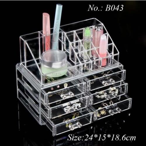 Acrylic Drawer Jewelry Cosmetic Organizer Make Up Organizer Holder Box Case Makeup Lipstick Nail Polish Storage Box Plastic Rack
