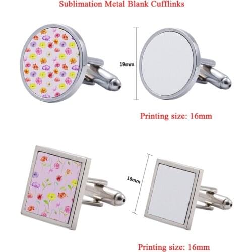 ANGELADY Square Round Classic Cufflinks Thermal Transfer Blanks Cufflink Wedding Business Luxury Tuxedo Dress Cufflinks for Men