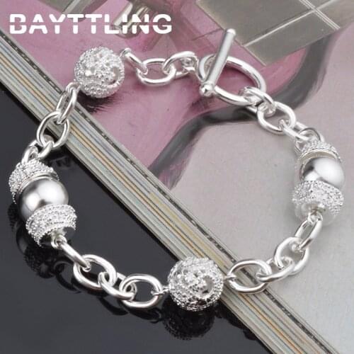 BAYTTLING 8 Inch 925 Sterling Silver Bohemian Hollow Ball Pendant Bracelet For Woman Elegant Party Jewelry Bracelet Gift