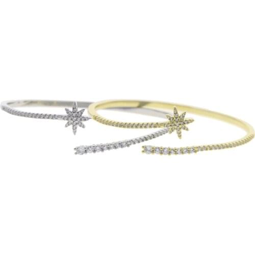 Sparking Bling 5A Cubic Zirconia CZ Shooting Star Bangle Open Adjusted Fashion Women Jewelry