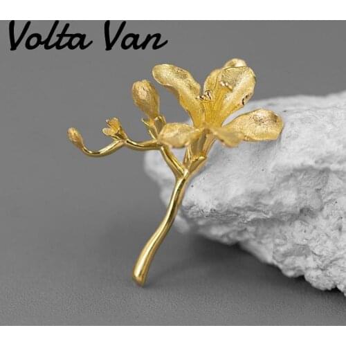 Volta Van 2021 New Elegant Women Brooches 925 Sterling Silver Freesia Classic Luxury Nature Fine Jewelry Concise Silver Brooch