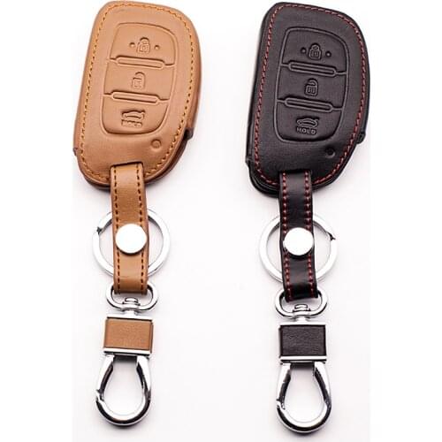 2017 100% leather key case high quality genuine leather car key cover for Hyundai i10 i20 i30 HB20 IX25 IX35 IX45 Car styling