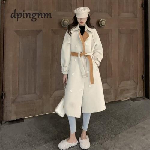 Ong sleeve winter wool coat women Europe style plus size casaco feminino ladies autumn new Slim long woolen coats Z5405