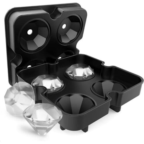 4 Cell Diamond Ice Ball Mold Silicone Ice Cube Tray Whiskey Ball Maker Ice Cream Molds Form Chocolate Mold For Party Bar