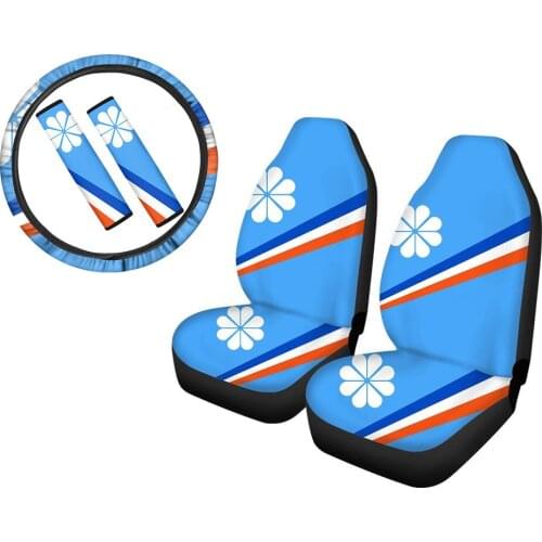 INSTANTARTS Fashion Island Kwajalein Flag Print Vehicle Seat Covers Durable Car Seat Belt Pads Cover Car Steering Wheel Cover