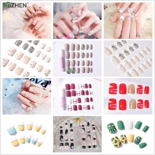 24 PCS 3D Bling Glitter Pink Nude French Ballerina Coffin False Fake Nails Gradeint Natrual Press on Daily Finger Wear UV Nails