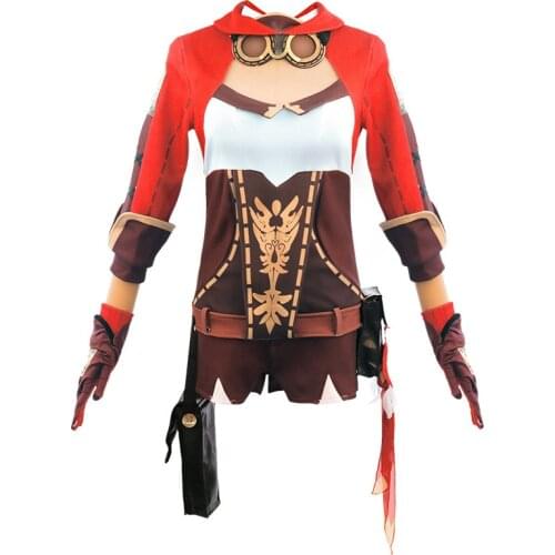 Game Genshin Impact Amber Cosplay Costumes Set Clothing Shorts Socks Accessories Wig Girls Women Suit
