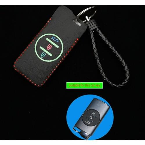 Leather Car Key Cover Case For Chery Tiggo 8 Arrizo 5 Pro Gx 5x Eq7 Chery Tiggo 7Pro 2020 3 Button Smart Remote Box Accessories