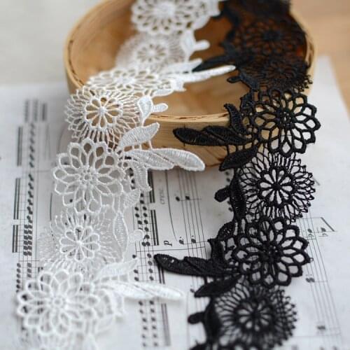 6CM Venice Lace Trim antique lace trim black,white flower lace fabric trim