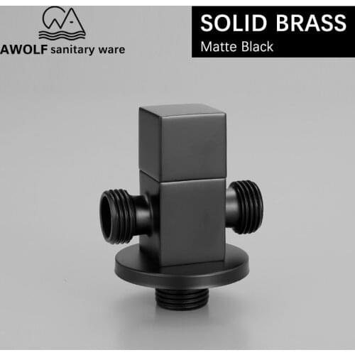 Matte Black Toilet Filling Angle Valve Dual Outlet 1/2 Inch Wall Mounted Washing Machine Water Stop Bathroom Accessories AF6145