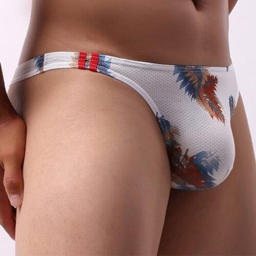Sexy Gay Underwear Men G-Strings Jockstrap Male Panties Low Waist U Convex Penis Pockets Fashion Cartoon Print Men Thongs Bikini