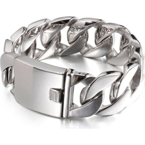 Man Jewelry 24mm Big Chunky Curb Cuban Bracelet Mens 316L Stainless Steel Classic Trendy Jewelry Gift Waterproof Never Outdated