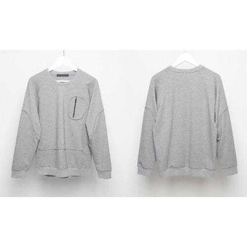 Mens Falling Shoulders Gray French Terry Sweatshirt Youth Sweater Regular fit