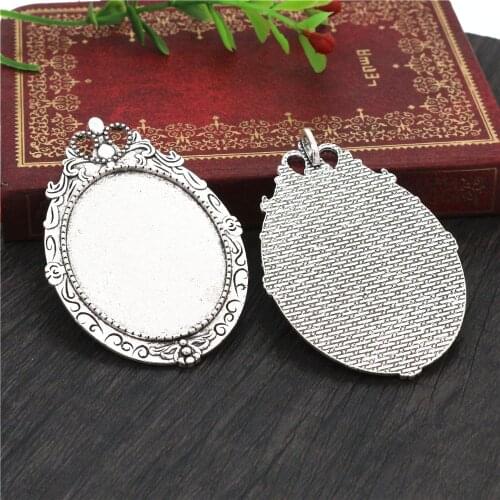 New Fashion 5pcs 30x40mm Inner Size 2 Types Antique Silver Plated Simple Style Cabochon Base Setting Charms Pendant