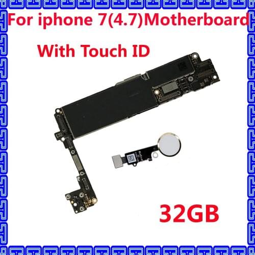 32GB Original motherboard for iphone 7 Unlocked mainboard with / without touch ID IOS system logic board phone circuits plate