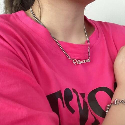 Princess Necklace Stainless Steel Personalized Customization Custom Name European and American Hip Hop Jewelry Gift