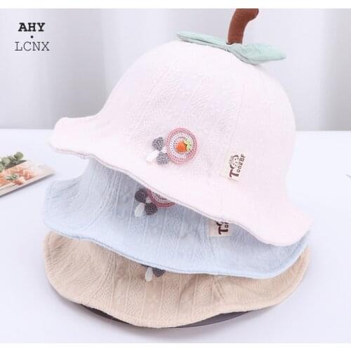 New Spring Baby Bucket Hat Cotton Lollipop Pattern Hat Girls Sun Protection Cute Outdoor Fisherman Hat
