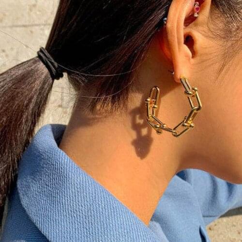 Punk Metal Bamboo Lock Dangle Earrings For Women Girls Cool Harajuku Fashion Minimalist Charm Vintage Drop Earrings Jewelry Gift