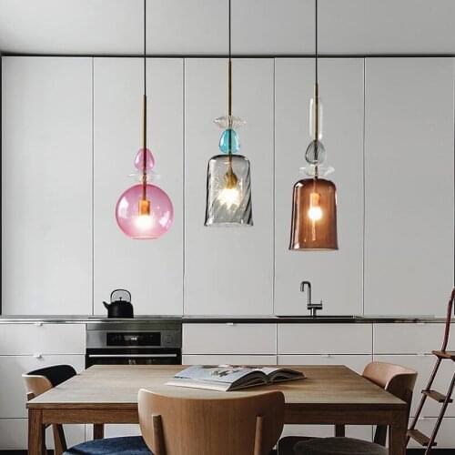 Postmodern Stained Candy Pendant Lights Lighting LED Glass Pendant Lamp Living Room Restaurant Decor Kitchen Fixtures Luminaire