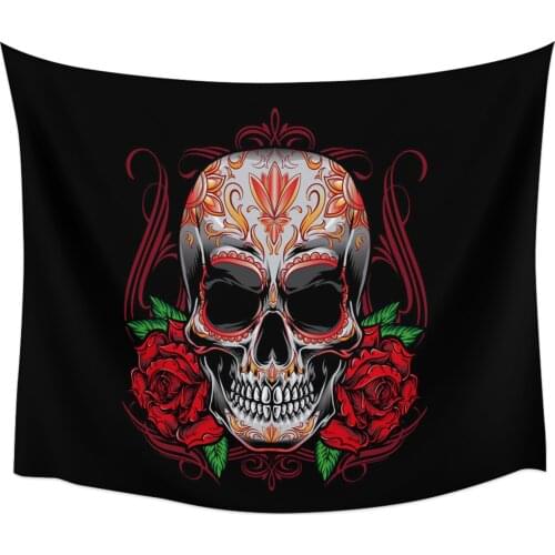 Skull Rose Skull Tapestry Wall Hanging Home Wall Decor Bedroom Tapestry Wall Hanging Yoga Mat Picnic Mat