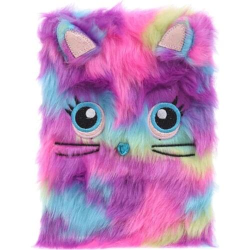 Cartoon Cat Panda Fluffy Diary Girls Journal Notebook Memo Pad Birthday Gift Little girl pink notepad with hand ledger