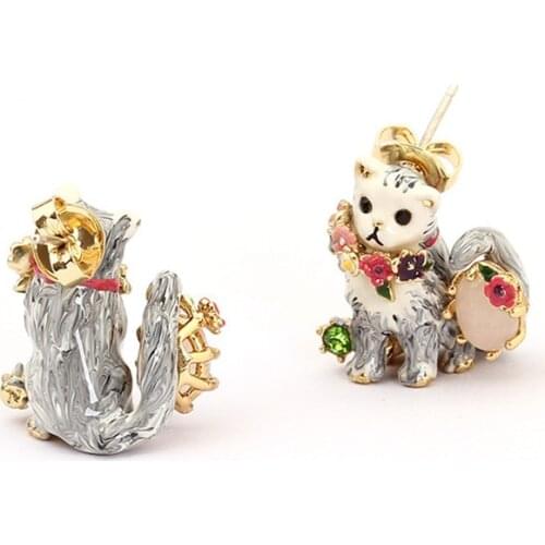 European and American Fashion Trend New Pet Series Enamel Glaze Cute Cat Stud Earrings Earrings Women
