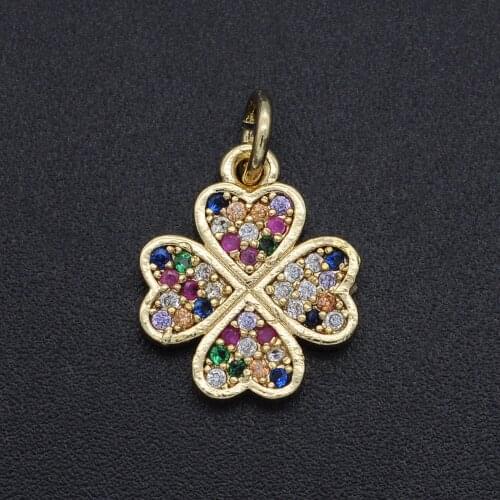 14x12mm 100% CZ Zircon DIY Jewelry Clover Charm Pendant Wholesale Top Quality Bracelet Making Charm Fashion Jewellery Pendants