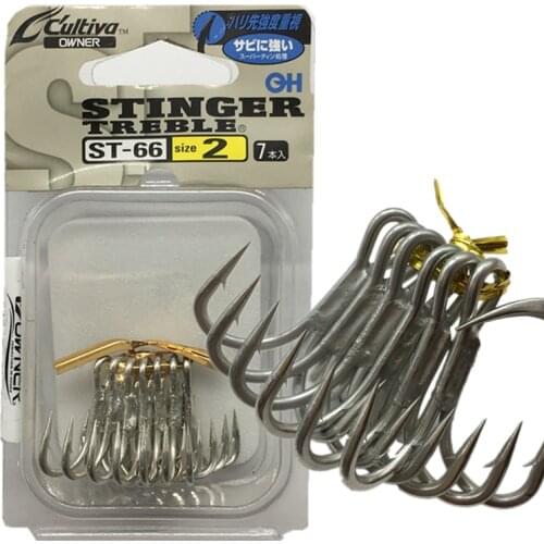 OWNER Treble Hooks ST-66 High Carbon Steel Strong Squid Ocean Fishhooks Round Triple Barbed Hooks Big Dragging Power Anzol Pesca