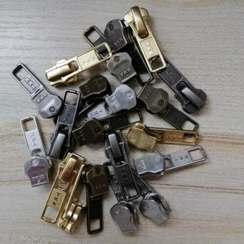10pcs/lot 5# YKK Metal Zipper Slider Runner Head Pull Bronze Silver Vintage Rose Gold for Instant Repair Fix