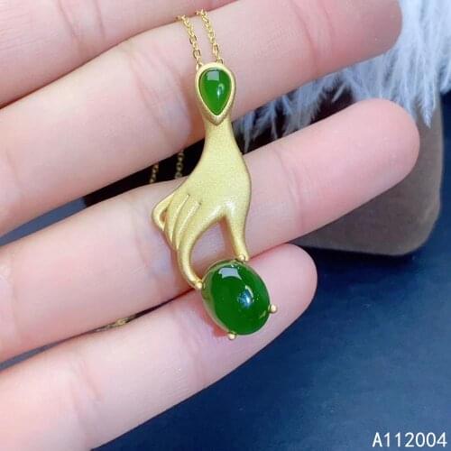 KJJEAXCMY Fine Jewelry 925 Sterling Silver Lnlaid Natural Gemstone Jasper Female Pendant Necklace luxury Support Detection