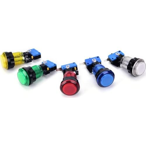 1PCS Coloful LED Light illuminated Round Arcade Game Push Button Switch 32mm 5 Colors
