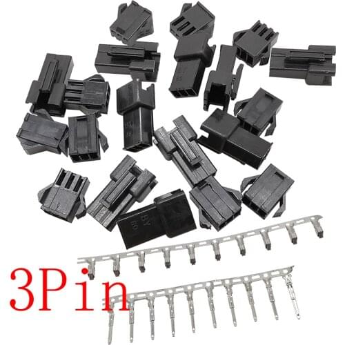 10Set/lot JST SM 2.54mm 3Pin Connector Pitch 2.54mm 3P Male Plug Female Socket Plastic Housing Shell with Terminal Connectors