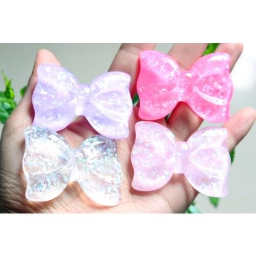 15pcs/lot flat back resin cabochons accessories DIY resin bows with glitter in it 54*40mm