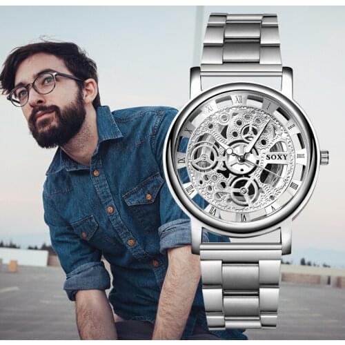 A Pair Watches Set SOXY Watch 2020 Skeleton Wrist Watch Men Simple Style Men Women Unisex Quartz Watches Hollow Watches 2 PCS