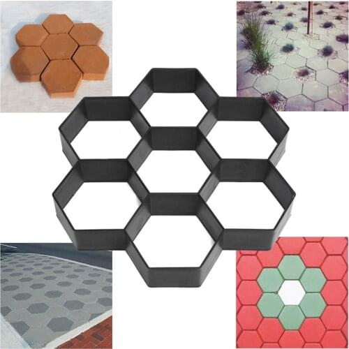 7 Grid Hexagonal Floor Mold Colored Concrete Cement Mould Plastic Floor Tile Roadside Stone Paving Tool Path Maker Mould