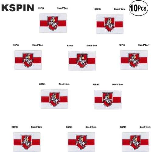 8*5cm Belarus Flag Embroidery Patches Iron on Saw on Transfer patches Sewing Applications for Clothes in Home&Garden