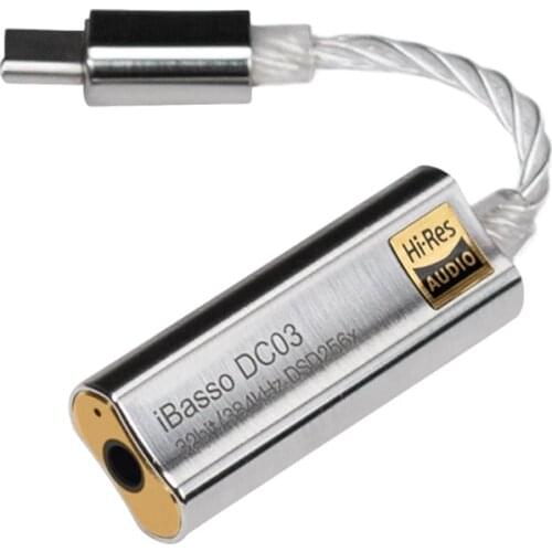 Type-C to 3.5mm Headphone Amplifier Adapter for iBasso DC03 USB DAC for Android PC HiFi HiRes Cable Adapter Support Phone Music