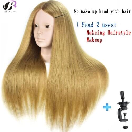 Boli hair 26''Blonde long hair Professional Training Mannequin Head Makeup Hairdressing Dummy Doll Beauty Salon Mannequin Head