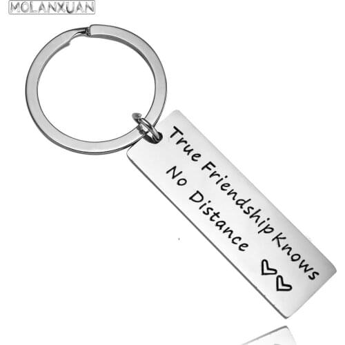 Lot Stainless Steel True Friendship Knows No Distance Keychain Long Relationship Gifts Key Ring Chain Best Friend