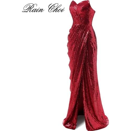 Long Evening Dresses 2020 Floor Length Elegant Prom Gowns Sequins Formal Party Dress