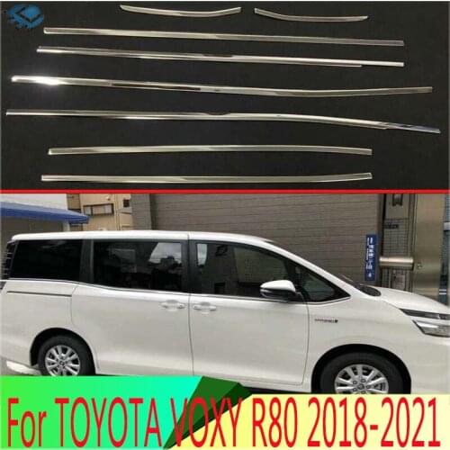 For TOYOTA VOXY R80 2018 2019 Body Styling Stick Stainless Steel Window Garnish Window Strip Trim