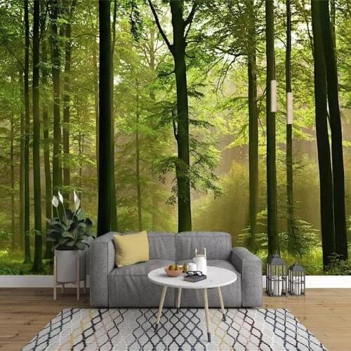 Custom 3D murals Sunshine Forest Green Landscape Original Forest Photo Wallpaper Living room Background 3D Wall Cloth Home Decor