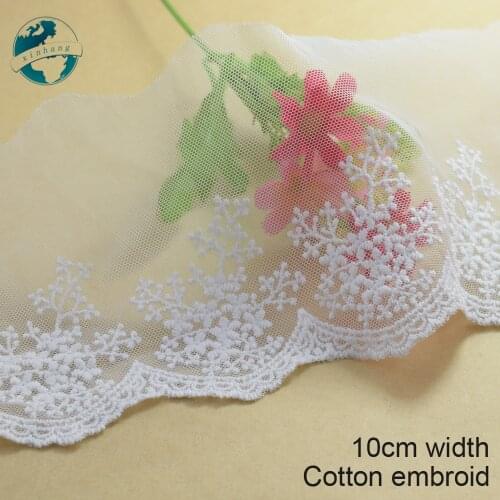 10yards 10cm Cotton Embroidery Lace Sewing Ribbon Guipure Lace African Fabric Trim Warp Knitting DIY Garment Accessories#1793