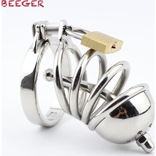 BEEGER Jailed Penis Cage & Pisser Plug, Removable Urethral Tubing