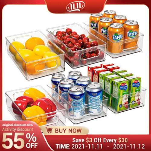 Refrigerator Organizer Bins 6pcs Stackable Clear Plastic Organizers Handles Fridge Pantry Kitchen Cabinet Food Storage Container